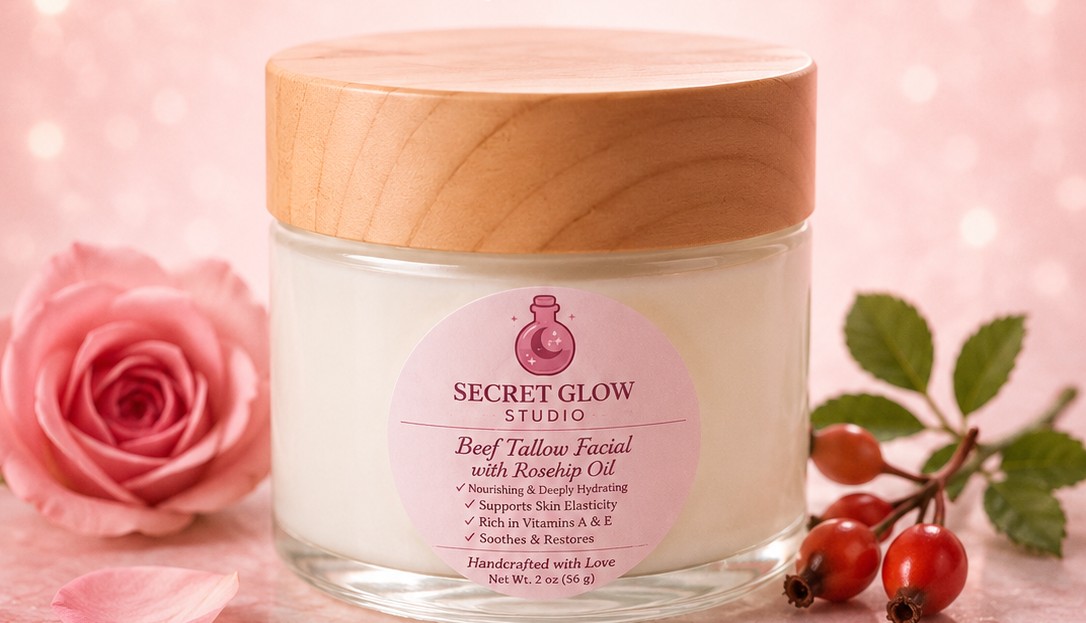 Beef Tallow Facial with Rosehip Oil